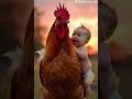 experimenting with laughs every day cute baby riding a big rooster❤️❤️