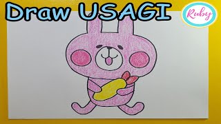 畫畫教學｜卡娜赫拉粉紅兔兔｜How to draw KANAHEI  USAGI (PINK  RABBIT)