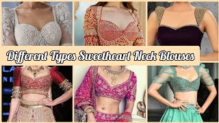 Latest sweetheart neckline designs for blouse/ Trendy sweetheart neck designs/ #sweetheartneckblouse