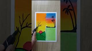 Amazing 🌅😍🌞 Sunset With Sunrise Drawing #art #viral #shorts