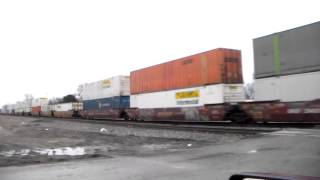 BNSF 7314 leads stack train through Marceline, Mo.