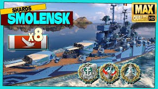 Cruiser Smolensk on map Shards, 8 ships destroyed - World of Warships