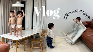 쌍둥이 육아 vlog/ 개구짐이 한도초과세요 😂