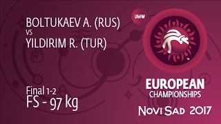 GOLD FS - 97 kg: R. YILDIRIM (TUR) df. A. BOLTUKAEV (RUS), 4-2