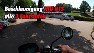 Beschleunigung NIU N1S alle 3 Stufen und Vergleich der Fahrstufen