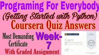 Coursera: Programming for Everybody (Getting Started with Python) Week- 7 Quiz Answers