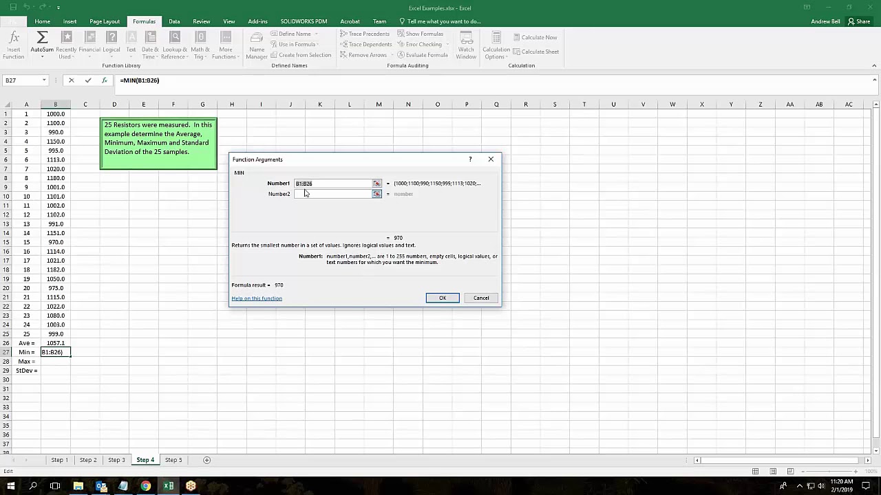 Using Excel For Electronics - Example 1 - YouTube