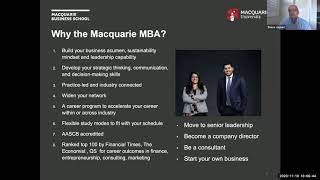 Macquarie Business School MBA Masterclass and Webinar