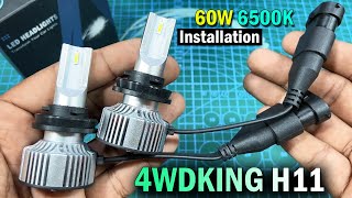 4WDKING H11 60W 6500K LED Headlight Bulb Unboxing and Installation Test