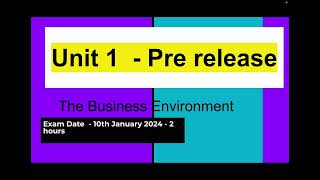 CTEC Business Level 3, unit 1 Pre release research, exam Jan 2024