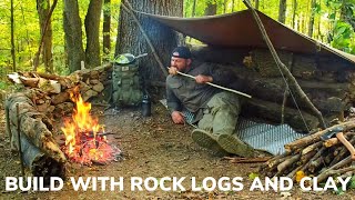 Solo Overnight Building a Bushcraft Camp In The Woods and Bacon Wrapped Pork Tenderloins