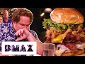 Casey Sweats Through A Monster 4 Pound Burger & Nachos Combo | Man v. Food