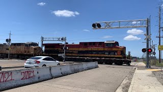 UP 6883 Manifest Freight Train With KCSM DPU South - E. Morada Lane Railroad Crossing, Stockton CA