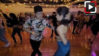 Yayita Marie y Javier social dancing at Palladium Salsa Social Houston