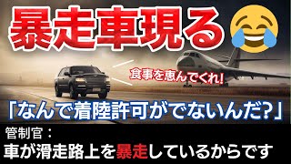 【航空無線】滑走路で警察と暴走車のカーチェイス！パイロットと管制官の対応とは？暴走した理由は食料のため？【緊急事態/日本語字幕/ATC】