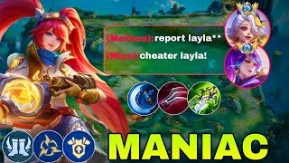 BEST BUILD ONE SHOT MANIAC🔥 POWERFUL EMBLEM FT DAMAGE EASY KILLS | LAYLA GAMEPLAY