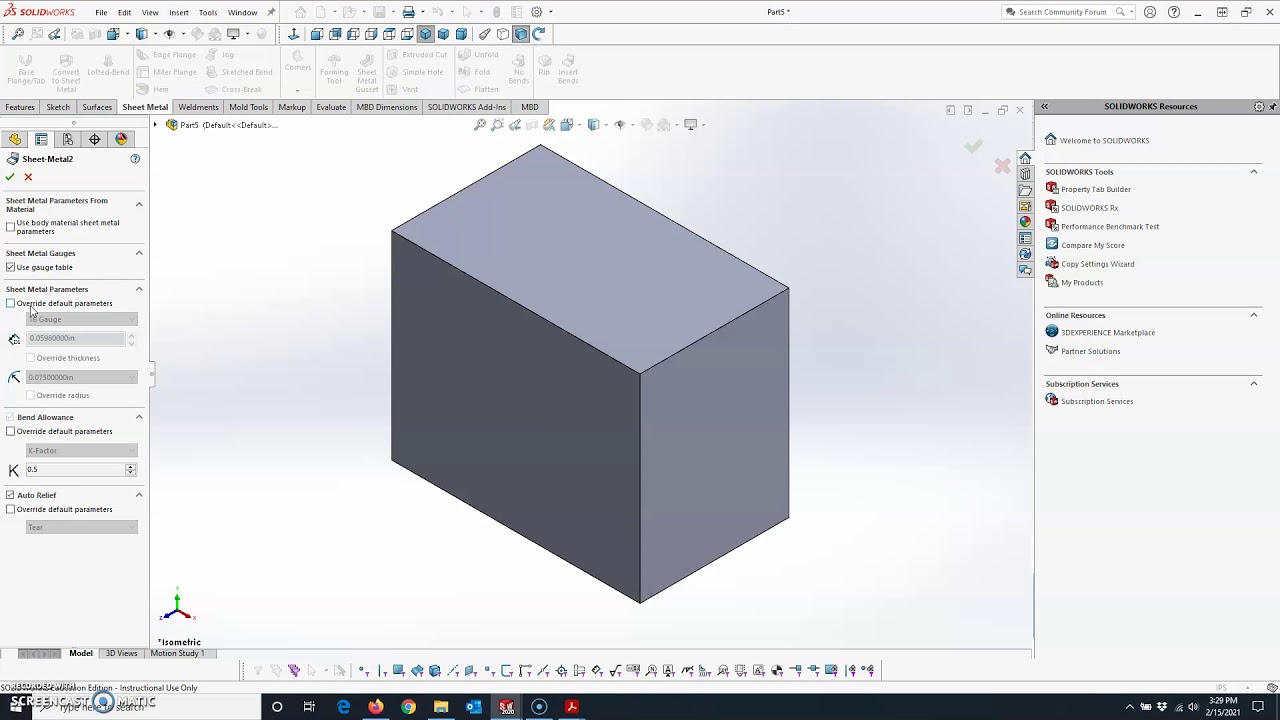 Convert To Sheet Metal In SolidWorks - YouTube