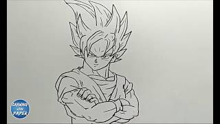 Very Easy!! How to Draw Goku "Super Saiya Mode" - Drawing doodle art for kids