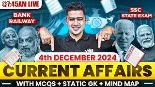 4 DECEMBER 2024 | DAILY CURRENT AFFAIRS | SSC, SBI PO, SBI CLERK, SBI PO | KUSH SIR | YES OFFICER