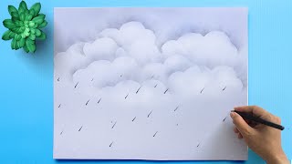 🌧 Easy Cloud Drawing Tutorial | How to draw Clouds and Rain