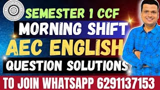 Solved English Morning Shift Paper | Sem -1 Ccf | Calcutta University| Ba/Bsc/Bcom