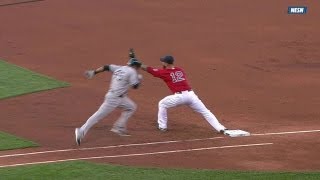 NYY@BOS: Iglesias, Pedroia turn double play in second