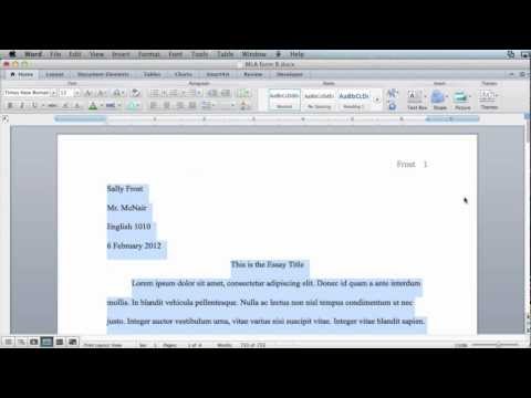 MLA formatting - Microsoft Word 2011 (Mac OS X) MLA formatting - Microsoft Word 2011 (Mac OS X)