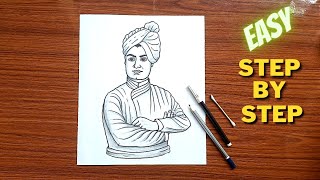 How to draw swami vivekananda, Swami vivekananda drawing step by step