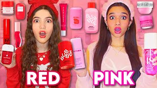 ONLY using RED \u0026 PINK MAKEUP| VALENTINE'S EDITION!❤️💗