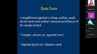 Brute Force approach Sorting bubble, selection, insertion