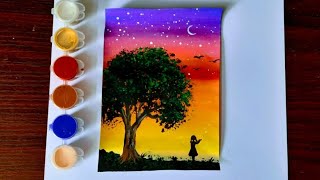 white paper+Rangeela colours scenery painting|watercolor painting step-by-step@vanakkam art \u0026 craft