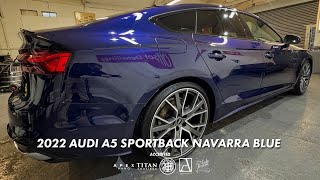 2022 AUDI A5 SPORTBACK NAVARRA BLUE WITH KAMIKAZE COLLECTION COATINGS