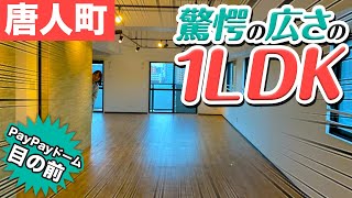 【福岡不動産ちゃんねる】120㎡の広すぎるリビング！変わった間取りでお洒落さも満点のリノベーション物件を内見【賃貸】