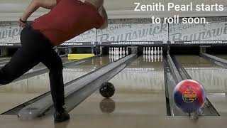 Brunswick Knockout and Zenith Pearl review. How to throw two hand bowling.