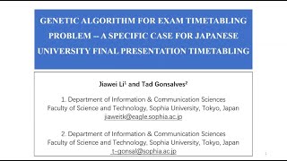Genetic Algorithm for Exam Timetabling Problem - A Specific Case for Japanese University Final