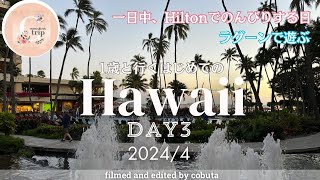 【Hawaii vlog】1歳11ヶ月と行くはじめての子連れハワイ 🌺ヒルトンラグーンで過ごす１日✈︎Day3🌴2024年4月|ラグーンタワーオーシャンフロントに宿泊🌊ハワイ旅行|子連れハワイ