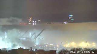 Hunga Tonga Eruption Pressure Wave Affecting Seattle Fog (time lapse)