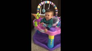 Evenflo Exer-Saucer Bounce \u0026 Learn Sweet Tea Party Bouncer | Baby Playing With Just The Spin Toy