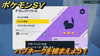 ポケモンＳＶ　ハブネークを捕まえよう！テラレイドバトルでポケモン・経験値アイテムなどをゲットしよう！　【スカーレット・バイオレット】