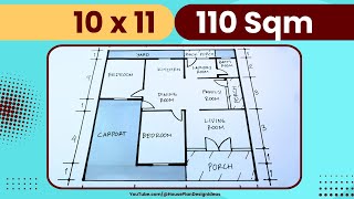 110 sqm House Plan Design 10x11 meters 2 Bedroom