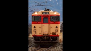 『キハ48-523＋キハ47-516(国鉄急行色＋新潟色[赤])[233D]』2019/3/10(JR磐越西線・会津若松駅～堂島駅｢平塚踏切｣)