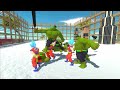 hulk team vs son goku team in city cage animal revolt battle simulator