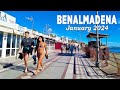 Benalmadena Beach Promenade Sunshine Walk Malaga Spain January 2024 [4K]