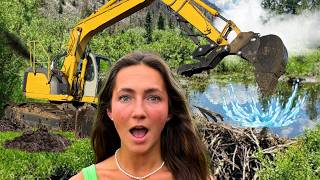 Beaver Dam Removal With Excavator Clearing Waterway