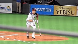 ＜2018.7.21ソフトバンク戦1回裏ノーアウト2塁＞松本剛がライトへのタイムリーツーベースを放つ