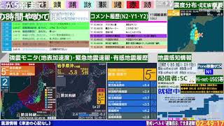 コメあり版【緊急地震速報】岩手県沖（最大震度5強 M5.9） 2021.10.06【BSC24】