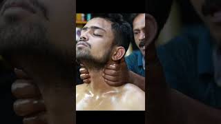 Unique Neck Massage and head massage with neck crack and ear cracking by big eye barber #shorts