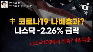 중국 코로나19 재확산의 나비효과? 나스닥 -2.26% 급락! (뉴욕증시 브리핑 22.07.12)