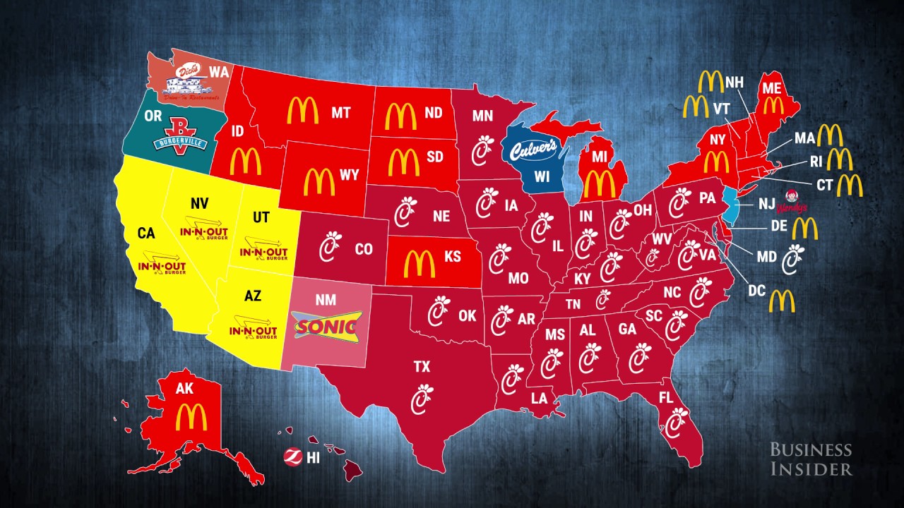 Most Popular Fast Food Restaurants In Every State - YouTube