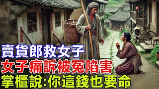 民間故事：賣貨郎救女子，女子痛訴被冤陷害，掌櫃說：你這錢也要命